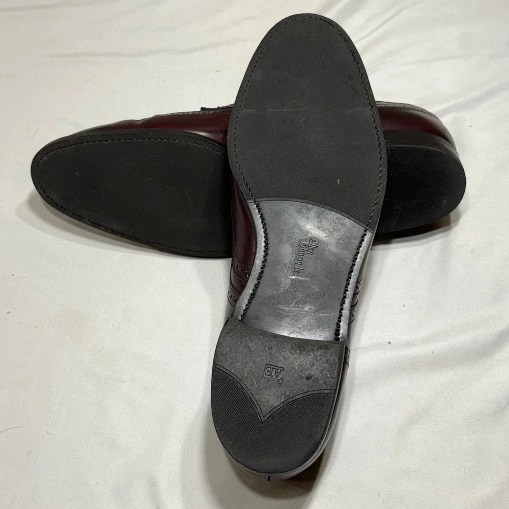 Allen Edmonds Lombard Wingtip Derby Men 15 D Burgundy Leather Brogue Dress Shoes